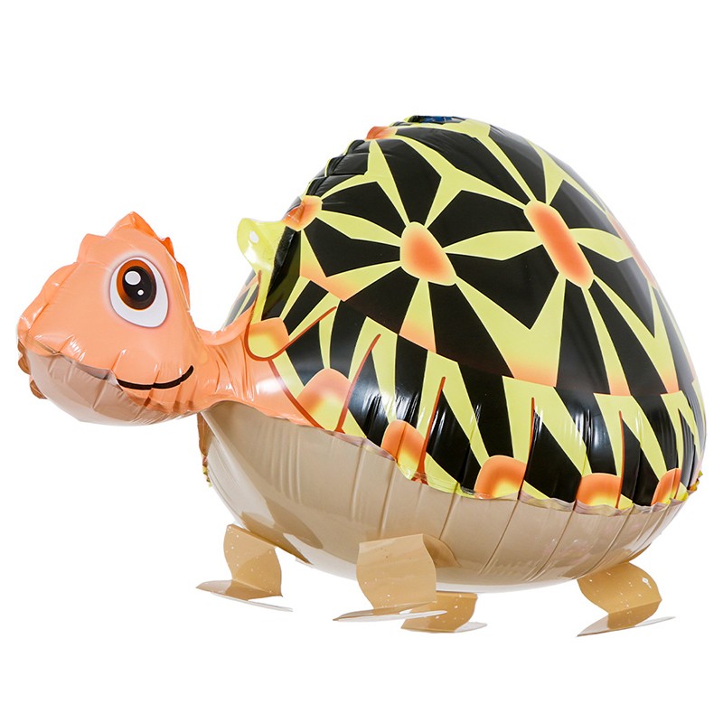 Figurine si Baloane 3D - Balon din Folie Metalizata, Figurina Animata, Model Broasca Testoasa, 61x32 cm, Ambalaj Individual, Pai Inclus, Umflare cu Aer sau Heliu, Multicolor