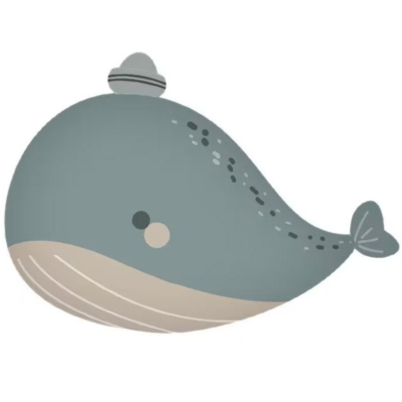 Figurine si Baloane 3D - Balon din Folie Metalizata, Figurina Animata, Model Balena, 70 x 49 cm, Ambalaj Individual, Pai Inclus, Umflare cu Aer sau Heliu, Albastru