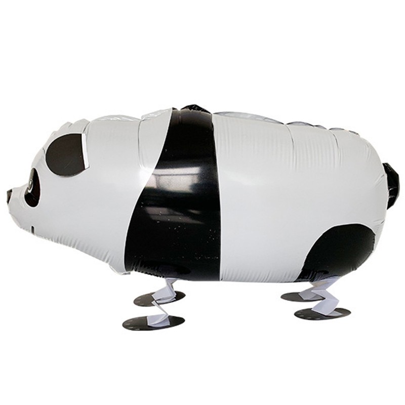 Figurine si Baloane 3D - Balon din Folie Metalizata, Figurina Animata, Model Panda, 74x42 cm, Ambalaj Individual, Pai Inclus, Umflare cu Aer sau Heliu, Alb-negru