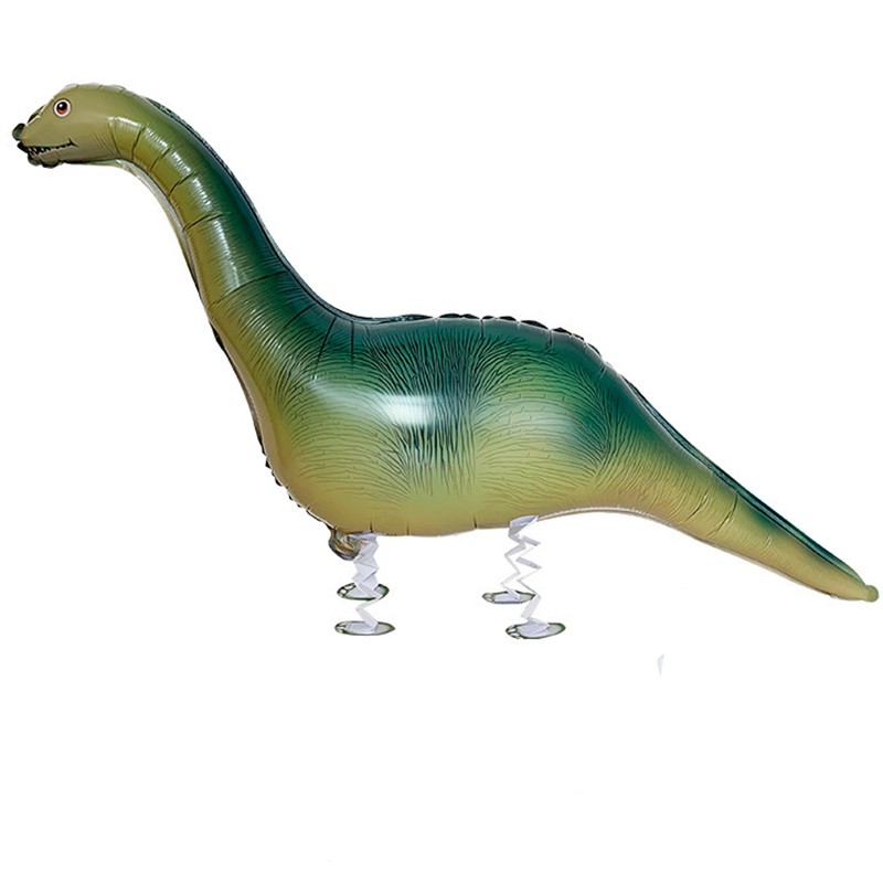 Figurine si Baloane 3D - Balon din Folie Metalizata, Figurina Animata, Model Dinozaur cu Ou, 113x49 cm, Ambalaj Individual, Pai Inclus, Umflare cu Aer sau Heliu, Verde inchis