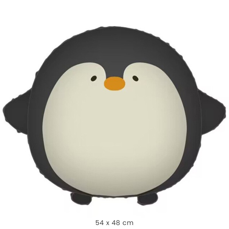 Balon din Folie Metalizata, Figurina Animata, Model Pinguin, 54 x 48 cm, Ambalaj Individual, Pai Inclus, Umflare cu Aer sau Heliu, Negru [1]