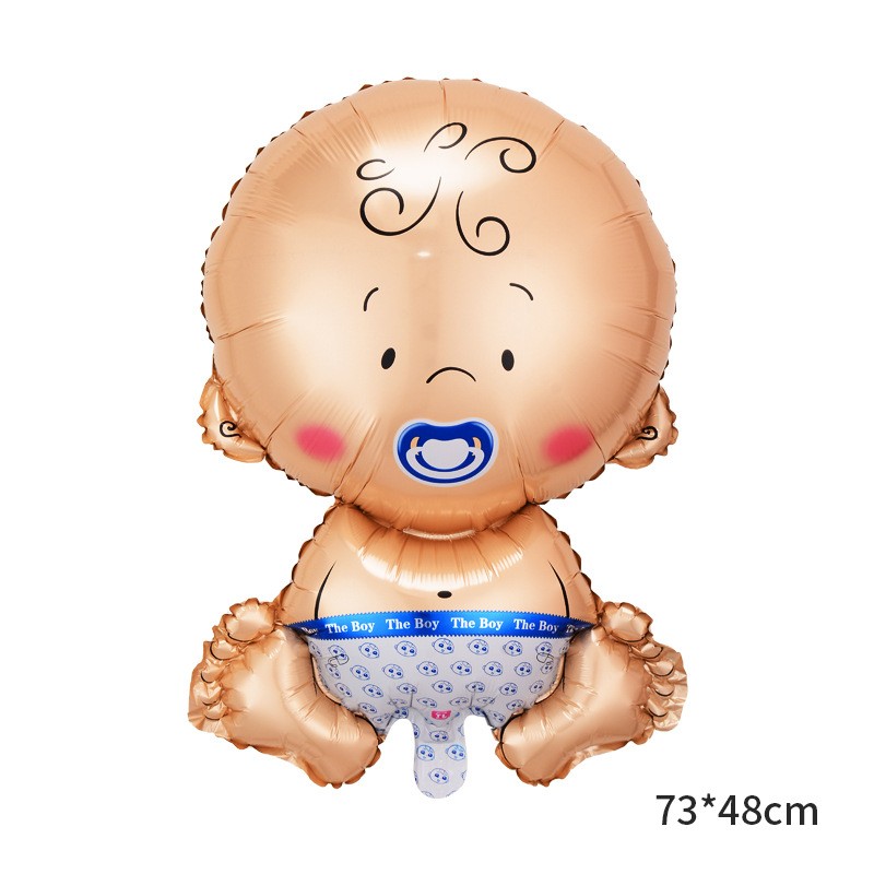 Balon din Folie Metalizata, Figurina Baietel, Tema Botez, 73x48 cm, Ambalaj Individual, Pai Inclus, Umflare cu Aer sau Heliu, Albastru [1]