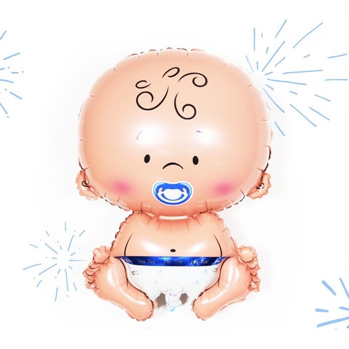 Balon din Folie Metalizata, Figurina Baietel, Tema Botez, 73x48 cm, Ambalaj Individual, Pai Inclus, Umflare cu Aer sau Heliu, Albastru [7]