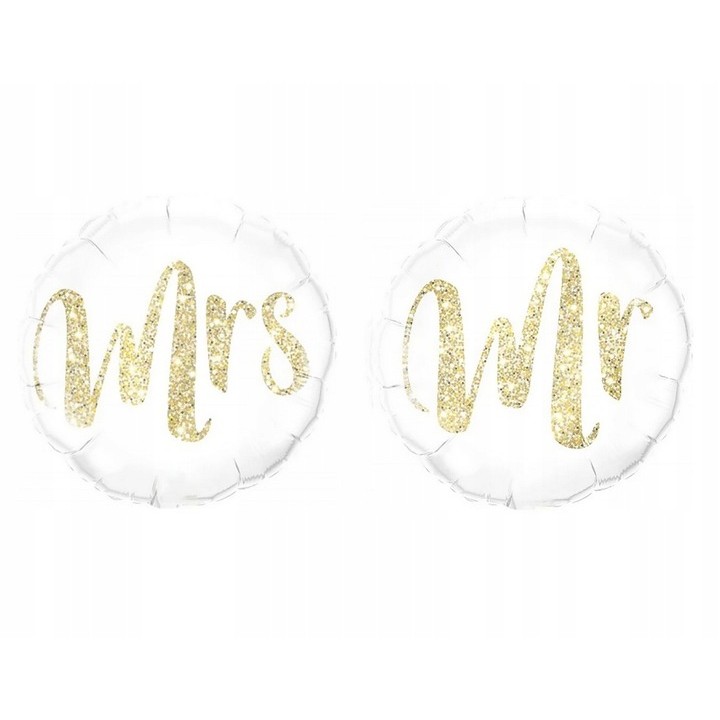 Balon din Folie Metalizata, Figurina Cerc, Model MR, Tematica Nunta, 45 cm, Ambalaj Individual, Pai Inclus, Umflare cu Aer sau Heliu, Alb [8]