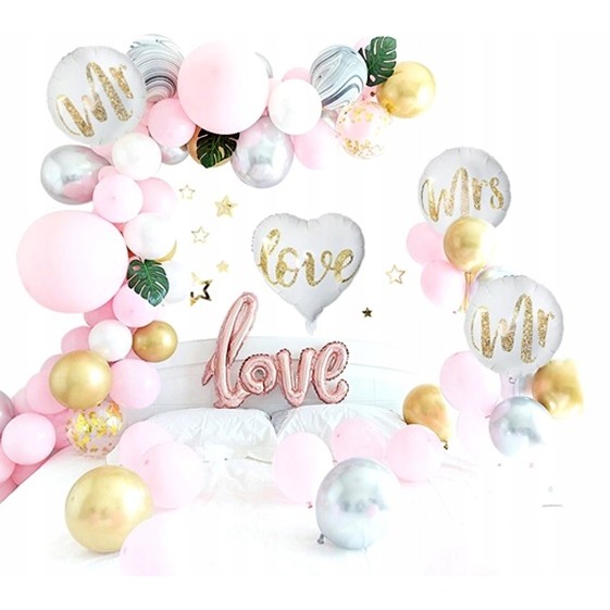 Balon din Folie Metalizata, Figurina Cerc, Model MR, Tematica Nunta, 45 cm, Ambalaj Individual, Pai Inclus, Umflare cu Aer sau Heliu, Alb [9]