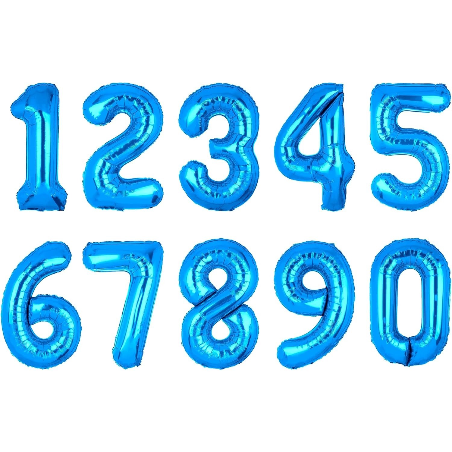 Balon din Folie Metalizata, Figurina Cifra, Tema Aniversare 80 cm, Ambalaj Individual, Pai inclus, Umflare cu Aer sau Heliu, Albastru, Cifra 0 [1]