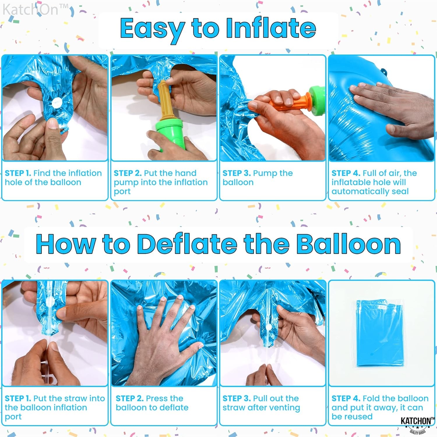 Balon din Folie Metalizata, Figurina Cifra, Tema Aniversare 80 cm, Ambalaj Individual, Pai inclus, Umflare cu Aer sau Heliu, Albastru, Cifra 7 [5]