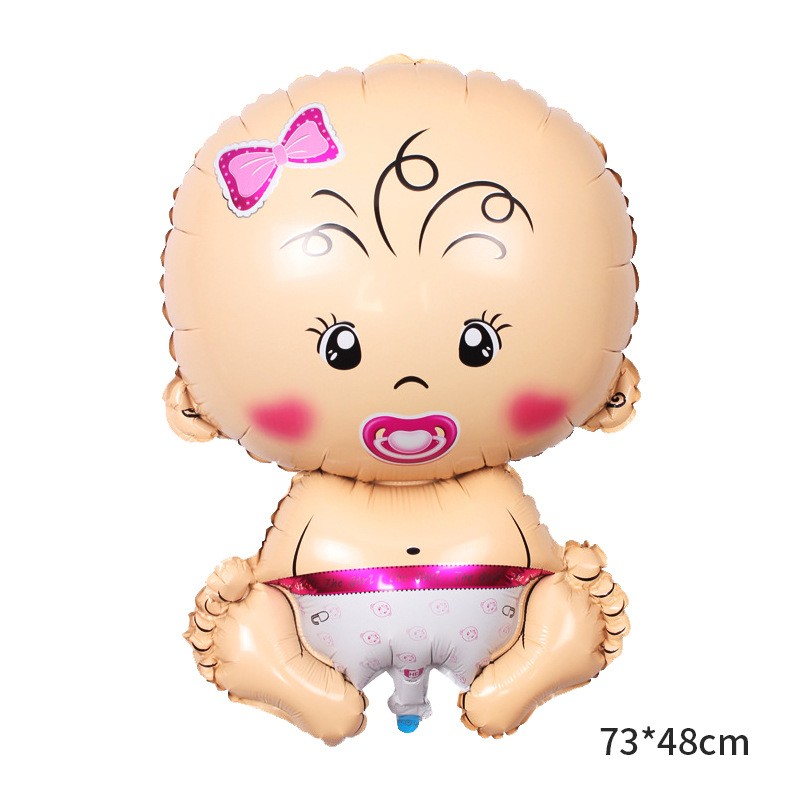 Balon din Folie Metalizata, Figurina Fetita, Tema Botez, 73x48 cm, Ambalaj Individual, Pai Inclus, Umflare cu Aer sau Heliu, Roz [1]