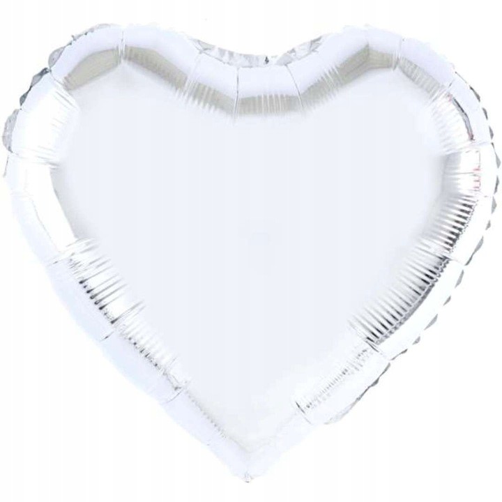 Figurine si Baloane 3D - Balon din Folie Metalizata, Figurina Inimioara, Model Simplu, Tematica Iubire, 40 cm, Ambalaj Individual, Pai Inclus, Umflare cu Aer sau Heliu, Argintiu