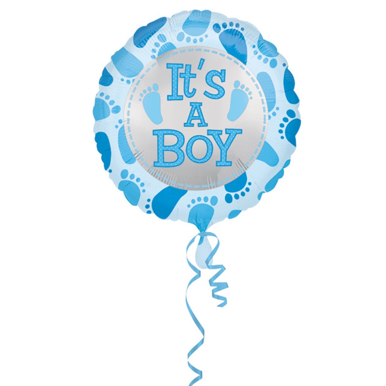 Balon din Folie Metalizata, Figurina Rotunda, Model It's a Boy, Tema Gender Reveal, 45 cm, Ambalaj Individual, Pai Inclus, Umflare cu Aer sau Heliu, Albastru [2]