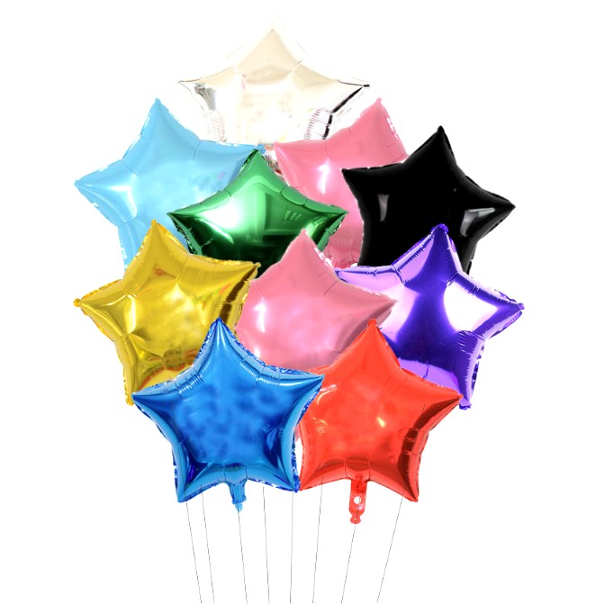 Balon din Folie Metalizata, Figurina Stea, Model Simplu, Tematica Aniversare, 40 cm, Ambalaj Individual, Pai Inclus, Umflare cu Aer sau Heliu, Bleu [5]