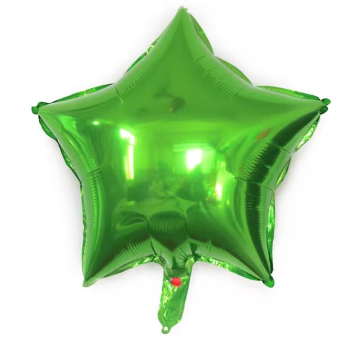 Balon din Folie Metalizata, Figurina Stea, Model Simplu, Tematica Aniversare, 40 cm, Ambalaj Individual, Pai Inclus, Umflare cu Aer sau Heliu, Verde [4]