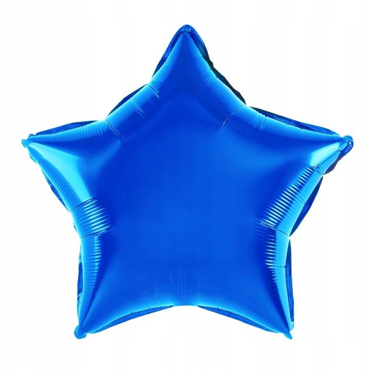 Balon din Folie Metalizata, Figurina Stea, Model Simplu, Tematica Aniversare, 40 cm, Ambalaj Individual, Pai Inclus, Umflare cu Aer sau Heliu, Albastru [2]