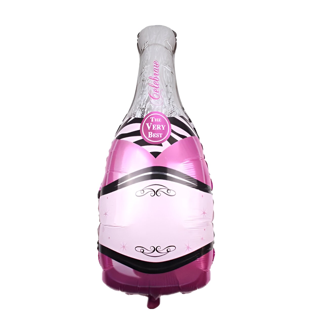 Figurine si Baloane 3D - Balon din Folie Metalizata, Figurine, Model Sticla de Sampanie, 49x100 cm, Ambalaj Individual, Pai Inclus, Umflare cu Aer sau Heliu, Mov