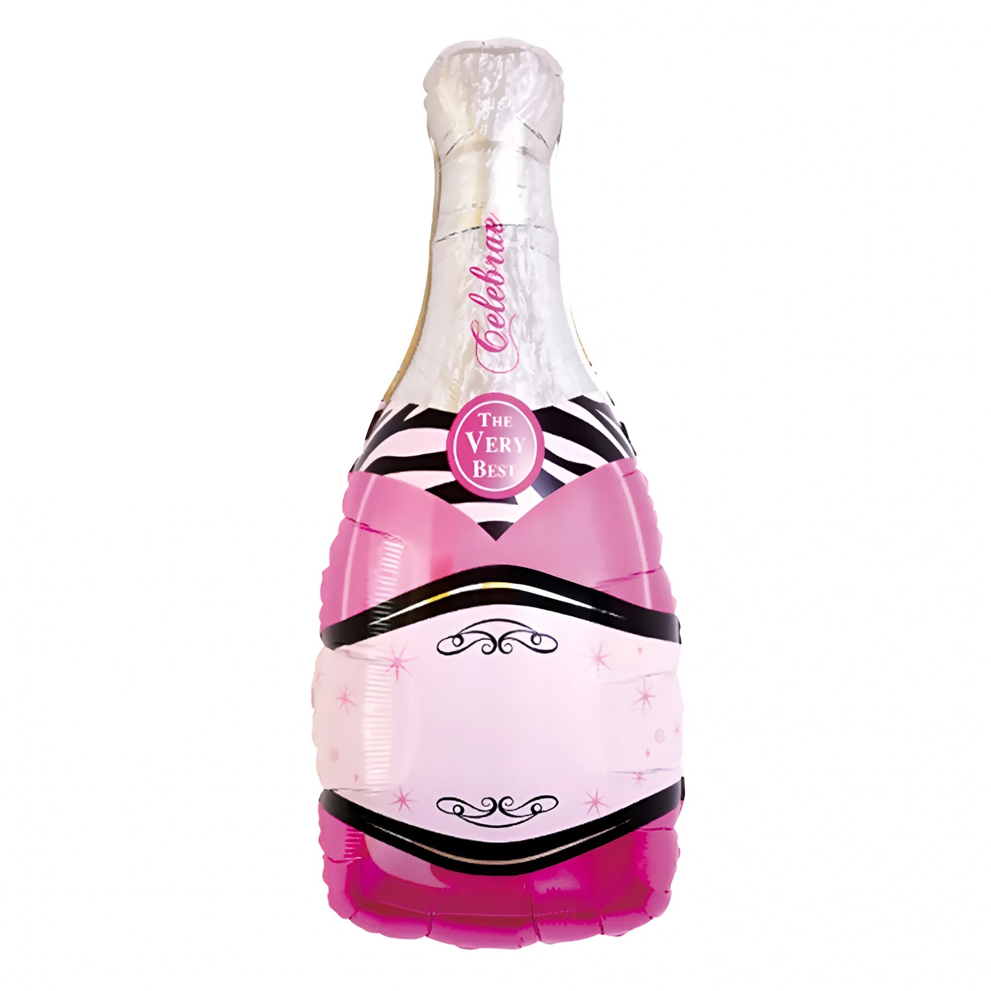 Balon din Folie Metalizata, Figurine, Model Sticla de Sampanie, 49x100 cm, Ambalaj Individual, Pai Inclus, Umflare cu Aer sau Heliu, Mov [2]