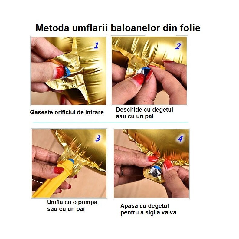 Balon din Folie Metalizata, Tip Coronita cu Urechi, Model Tigru Uimit, Ambalaj Individual, Pai Inclus, Umflare cu Aer sau Heliu, 33 x 33 cm, Portocaliu [3]