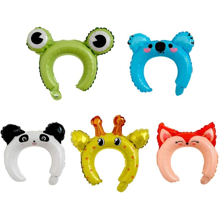 Balon din Folie Metalizata, Tip Coronita cu Urechi, Model Koala, Ambalaj Individual, Pai Inclus, Umflare cu Aer sau Heliu, 26.5 x 28 cm, Albastru [4]