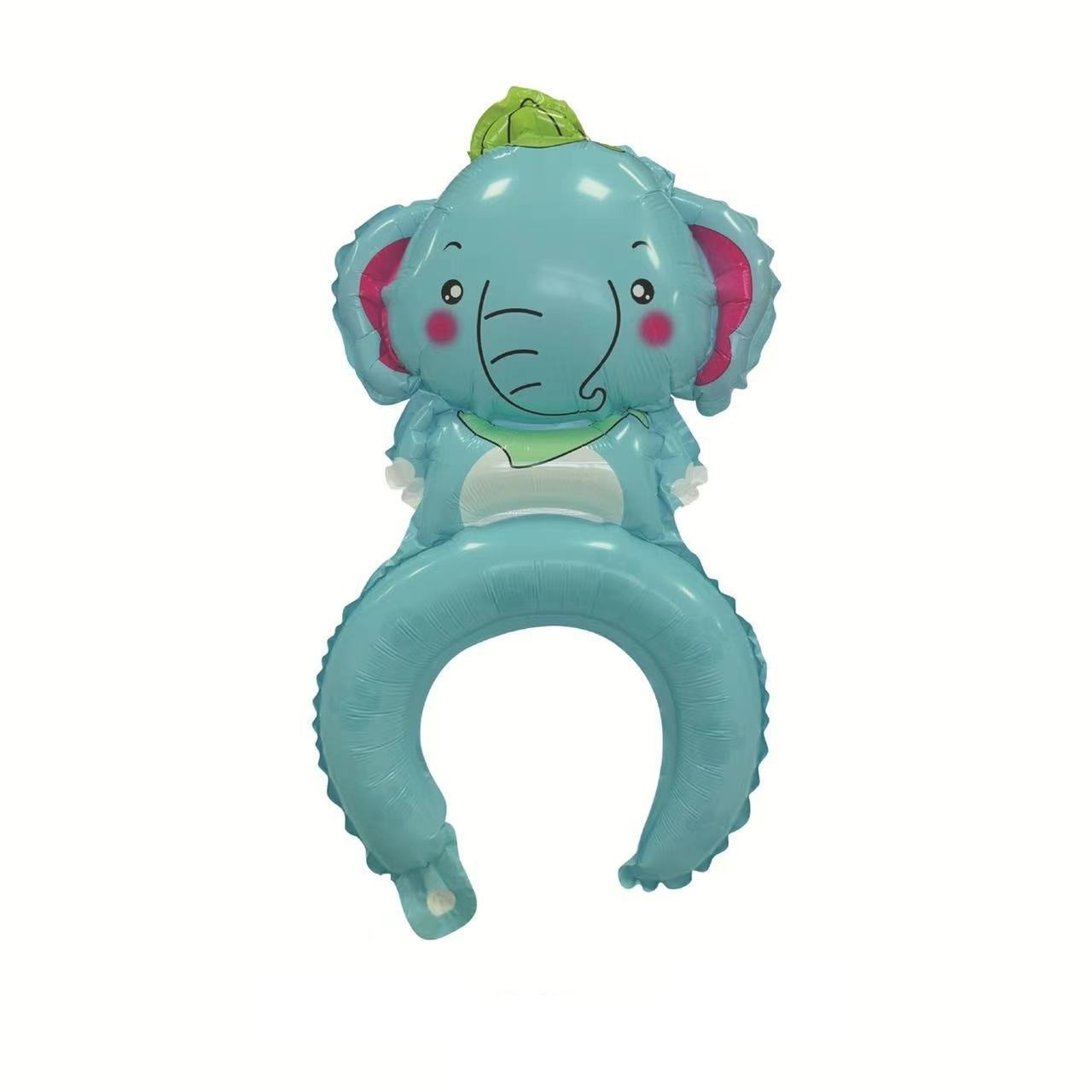 Baloane Coronita - Balon din Folie Metalizata, Tip Coronita, Model Elefant, Ambalaj Individual, Pai Inclus, Umflare cu Aer sau Heliu, 47 x 27 cm, Albastru