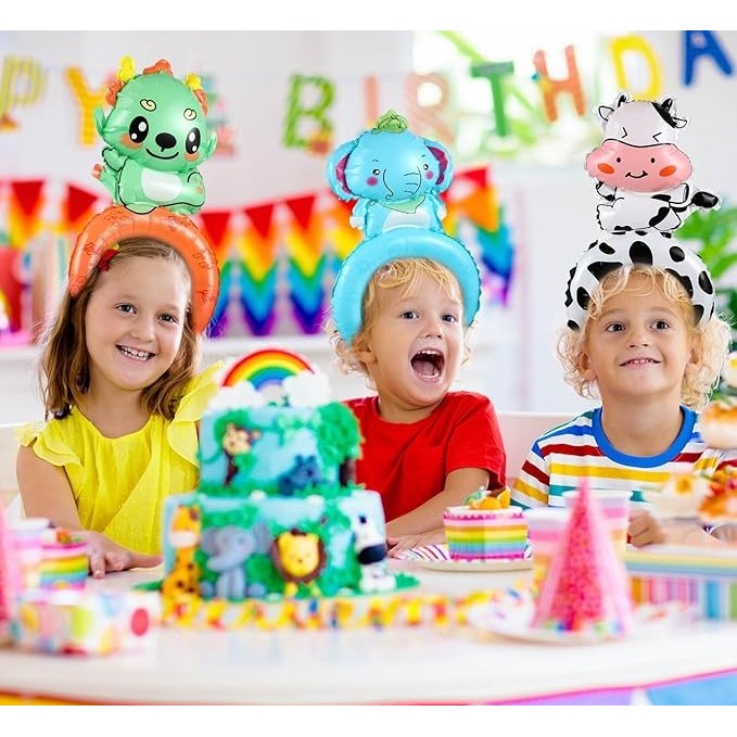 Balon din Folie Metalizata, Tip Coronita, Model Elefant, Ambalaj Individual, Pai Inclus, Umflare cu Aer sau Heliu, 47 x 27 cm, Albastru [1]