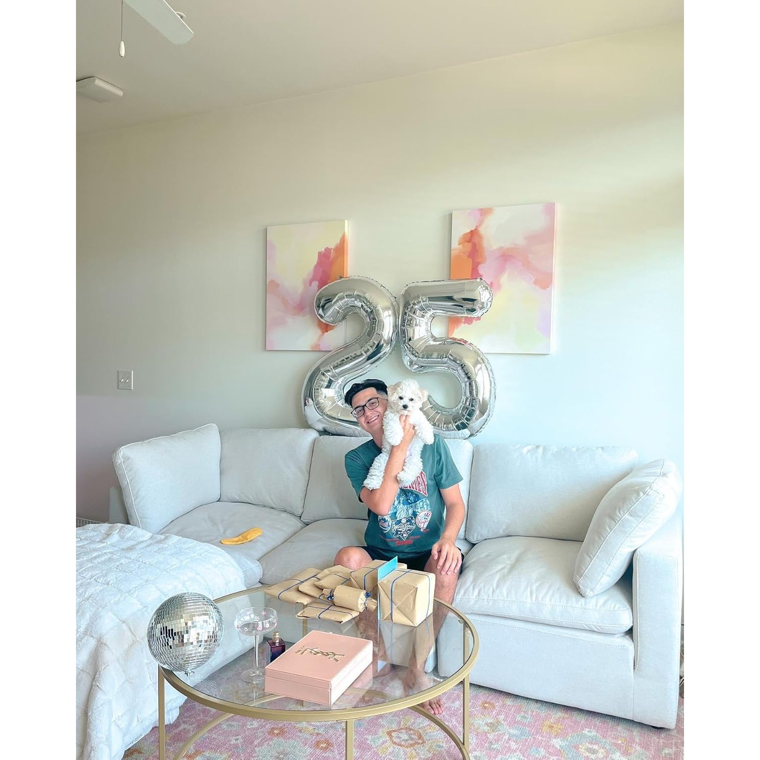 Balon din Folie Metalizata, Figurina Cifra, Tema Aniversare 80 cm, Ambalaj Individual, Pai inclus, Umflare cu Aer sau Heliu, Argintiu, Cifra 5 [3]