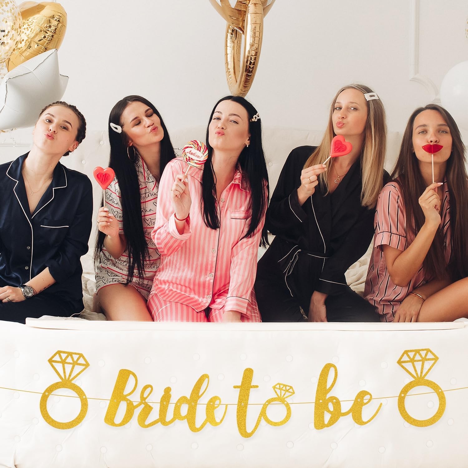 Banner Bride To Be, Dimensiune 30x20 cm, Rola de Ata Inclusa, Tematica Nunta, Decoratiune Party, Auriu [3]