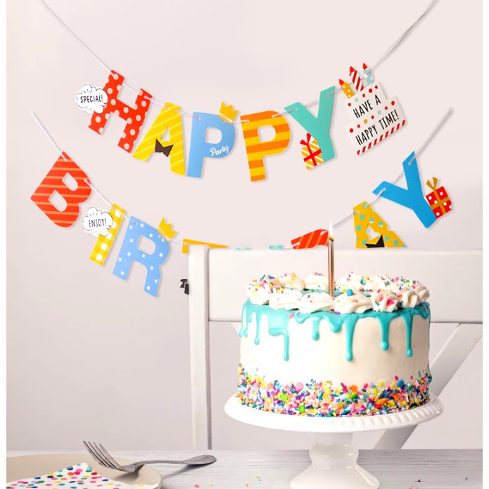 Banner Happy Birthday 100x200 cm, Rola de Ata Inclusa, Tematica Aniversare, Multicolor [4]