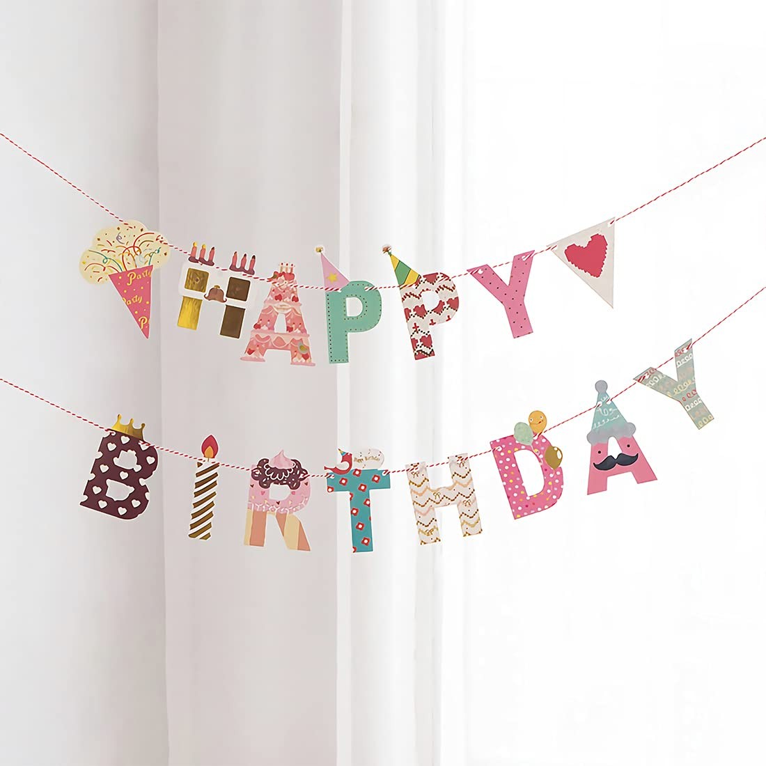 Banner Happy Birthday 100x200 cm, Rola de Ata Inclusa, Tematica Candy, Multicolor [5]
