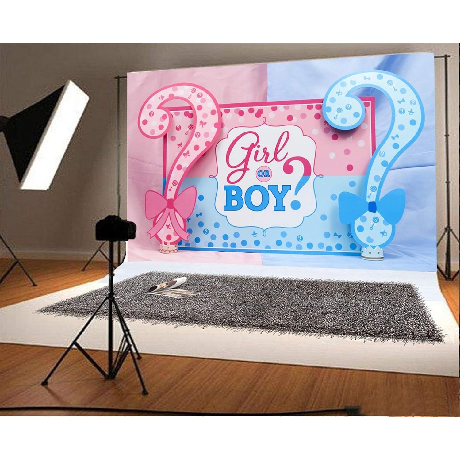 Banner pentru Petrecere, Model Girl or Boy, Tematica Gender Reveal, 150 x 100 cm, Albastru Roz [7]