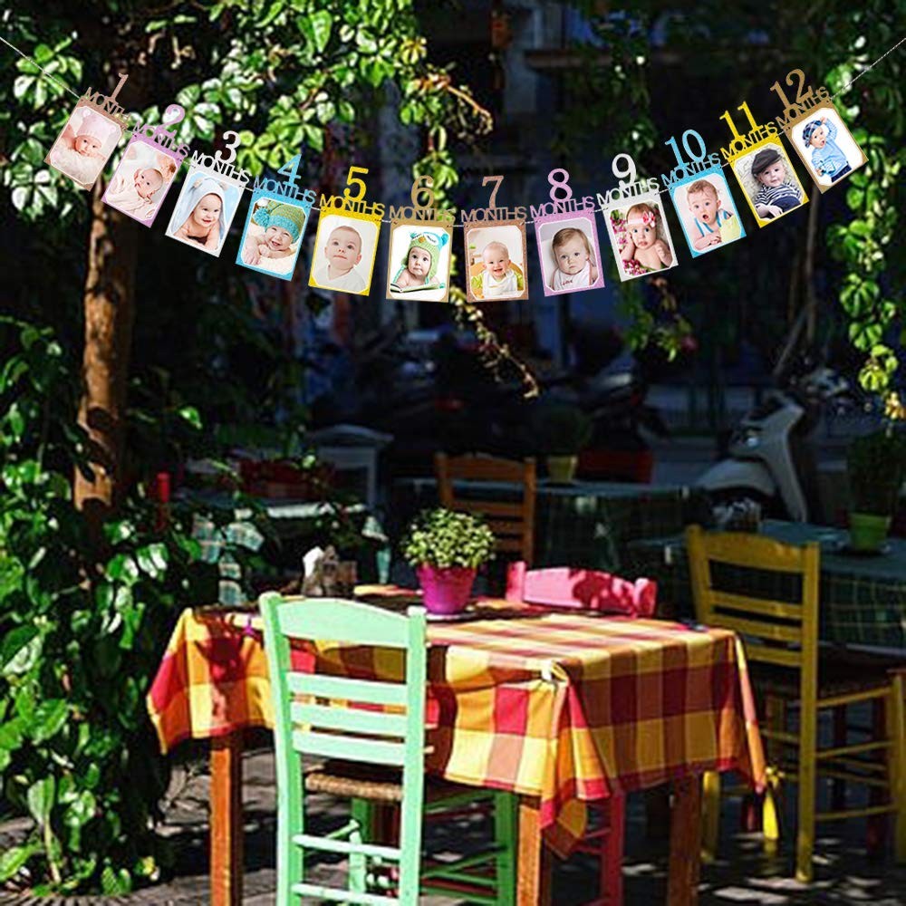 Banner pentru Poze, 15.2x10.2 cm, Tema Prima Aniversare, Model Primele 12 Luni, Rola Ata Inclusa, Multicolor [4]