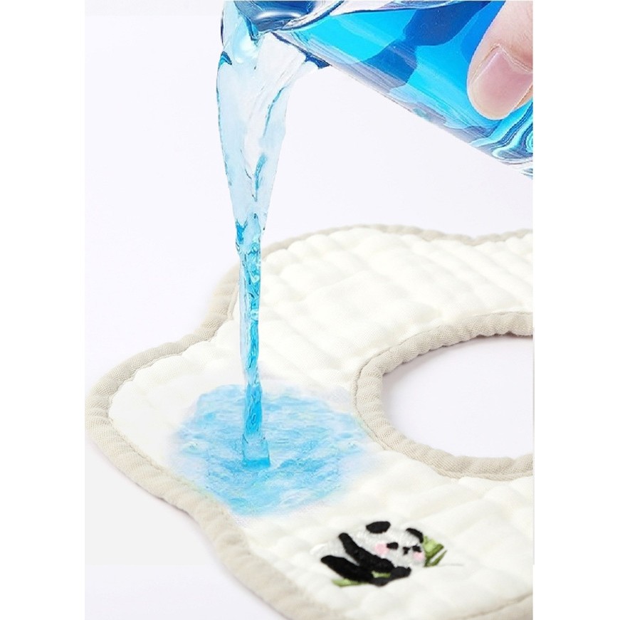 Baveta Tip Floare, din Bumbac, pentru Copii 0-12 Luni, Rezistenta la apa, 8 Straturi, Model Tricotat cu Panda, 26 x 29 cm, Alb [4]