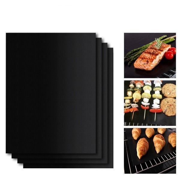 Set 4 Folii Antiaderente din Teflon, Multifunctionale, Rezistente la Apa si Temperaturi Ridicate, pentru Gratar, Cuptor, BBQ Grill, 40x33 cm, Negru [2]