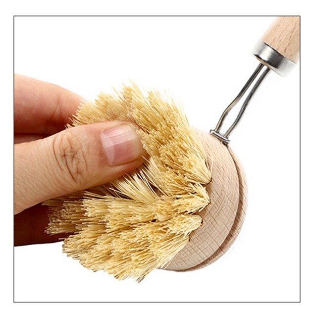 Perie de Curatat Vase si Alimente, din Lemn de Fag cu Coada, 24 x 5.8 cm, Perie din Sisal, Crem [2]