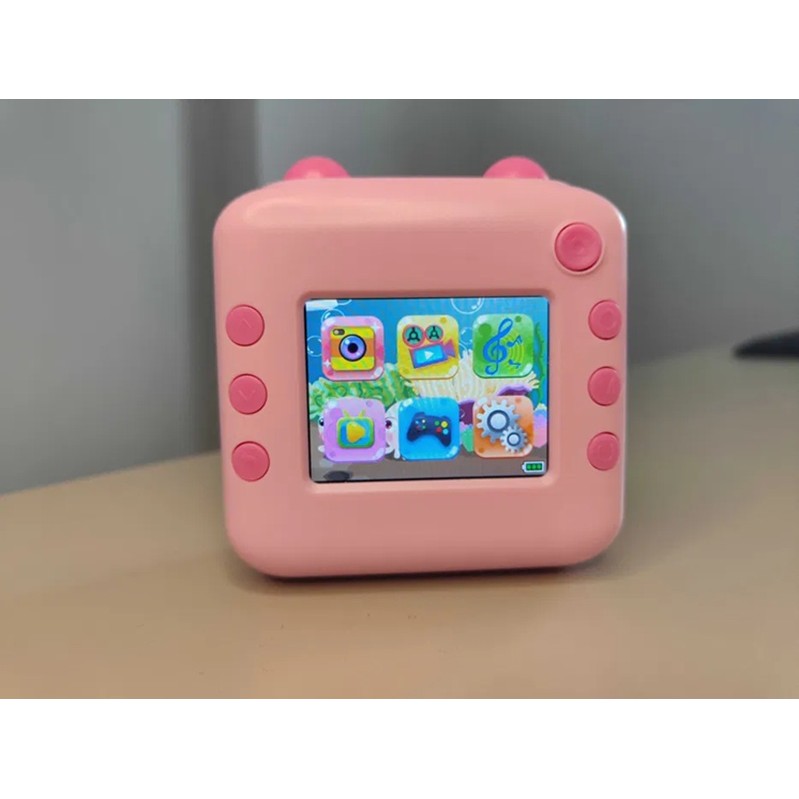 Camera Instantanee pentru Copii, cu Functie de Printare, Cablu USB-C, Bluetooth, compatibil iOS/Android, Imprimare APP, Model Urechi, Snur Subtire Inclus, Roz [3]
