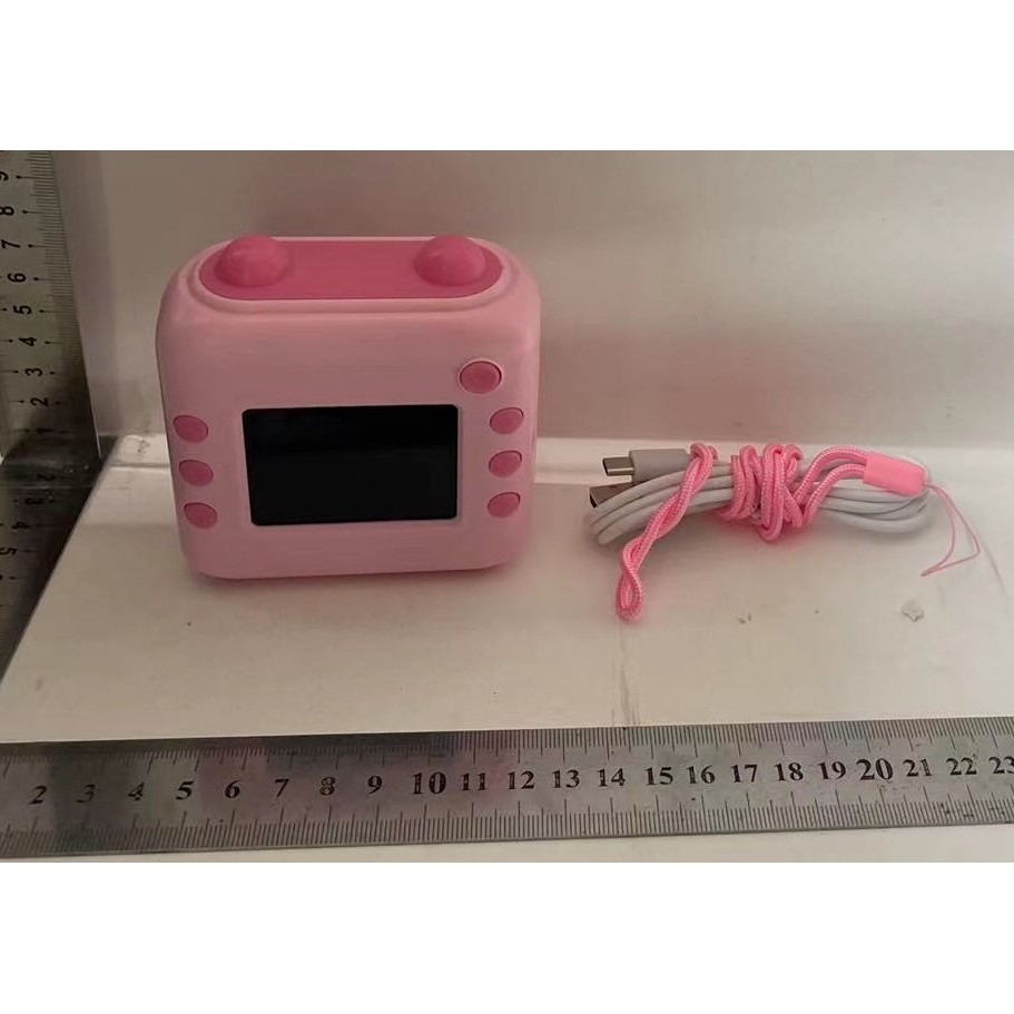 Camera Instantanee pentru Copii, cu Functie de Printare, Cablu USB-C, Bluetooth, compatibil iOS/Android, Imprimare APP, Model Urechi, Snur Subtire Inclus, Roz [1]