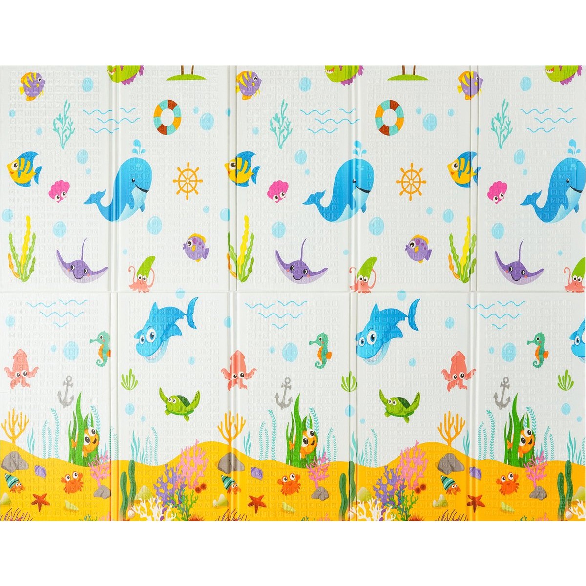 Covoras pentru Copii, cu 2 Fete, Model Animale Marine/Exotice, din XPE+PE, Impermeabil, Antiderapant, Protectie Termica, +3 Luni, Pliabil, 150 x 200 x 1.5 cm, Multicolor [5]