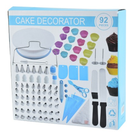 Set 92 Piese Ustensile pentru Ornare Prajituri, din Plastic si Otel Inoxidabil, Forme Briose, Multicolor [4]