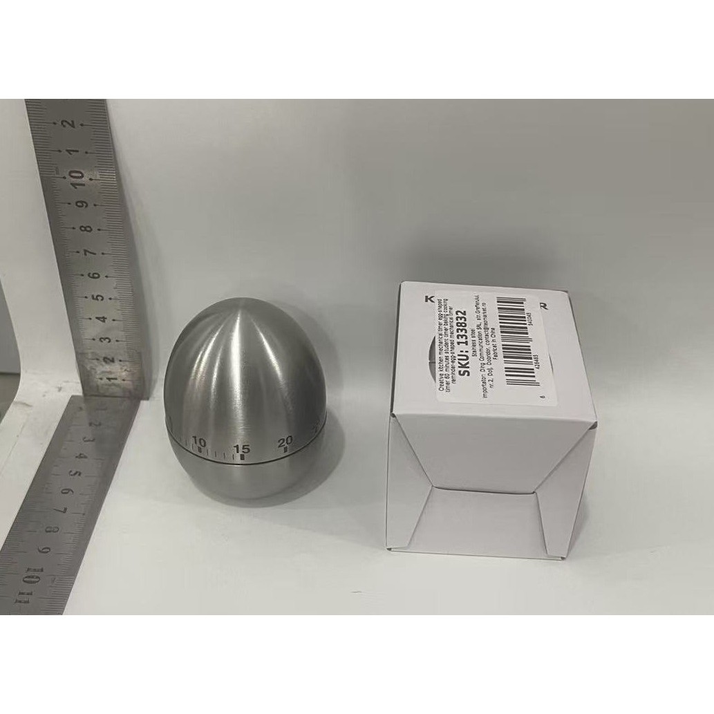 Cronometru de Bucatarie, Mecanic, Forma de Ou, din Otel Inoxidabil, 60 min Timer, 8 x 6 cm, Argintiu [7]