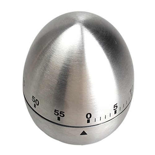 Cronometru de Bucatarie, Mecanic, Forma de Ou, din Otel Inoxidabil, 60 min Timer, 8 x 6 cm, Argintiu [3]