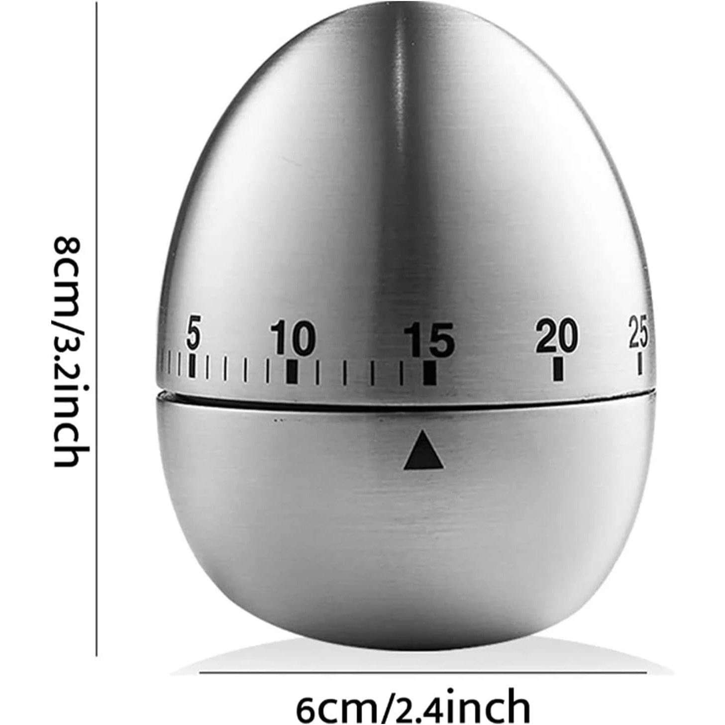 Cronometru de Bucatarie, Mecanic, Forma de Ou, din Otel Inoxidabil, 60 min Timer, 8 x 6 cm, Argintiu [1]