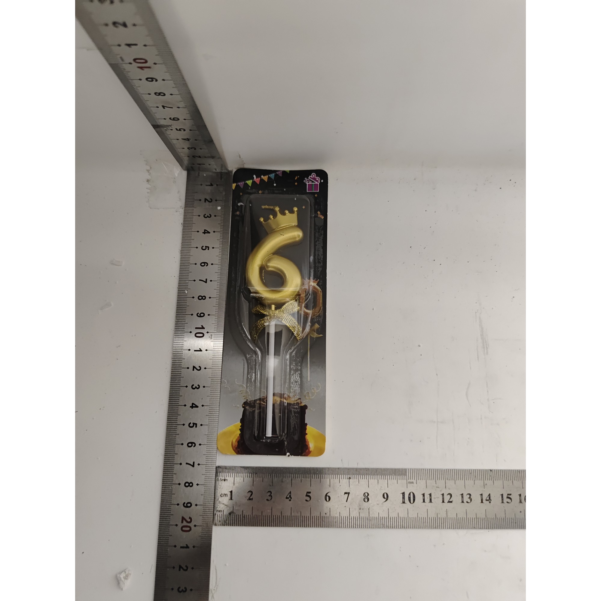 Lumanare pentru Tort Cifra 6, Model Coroana, Gold, Party [1]