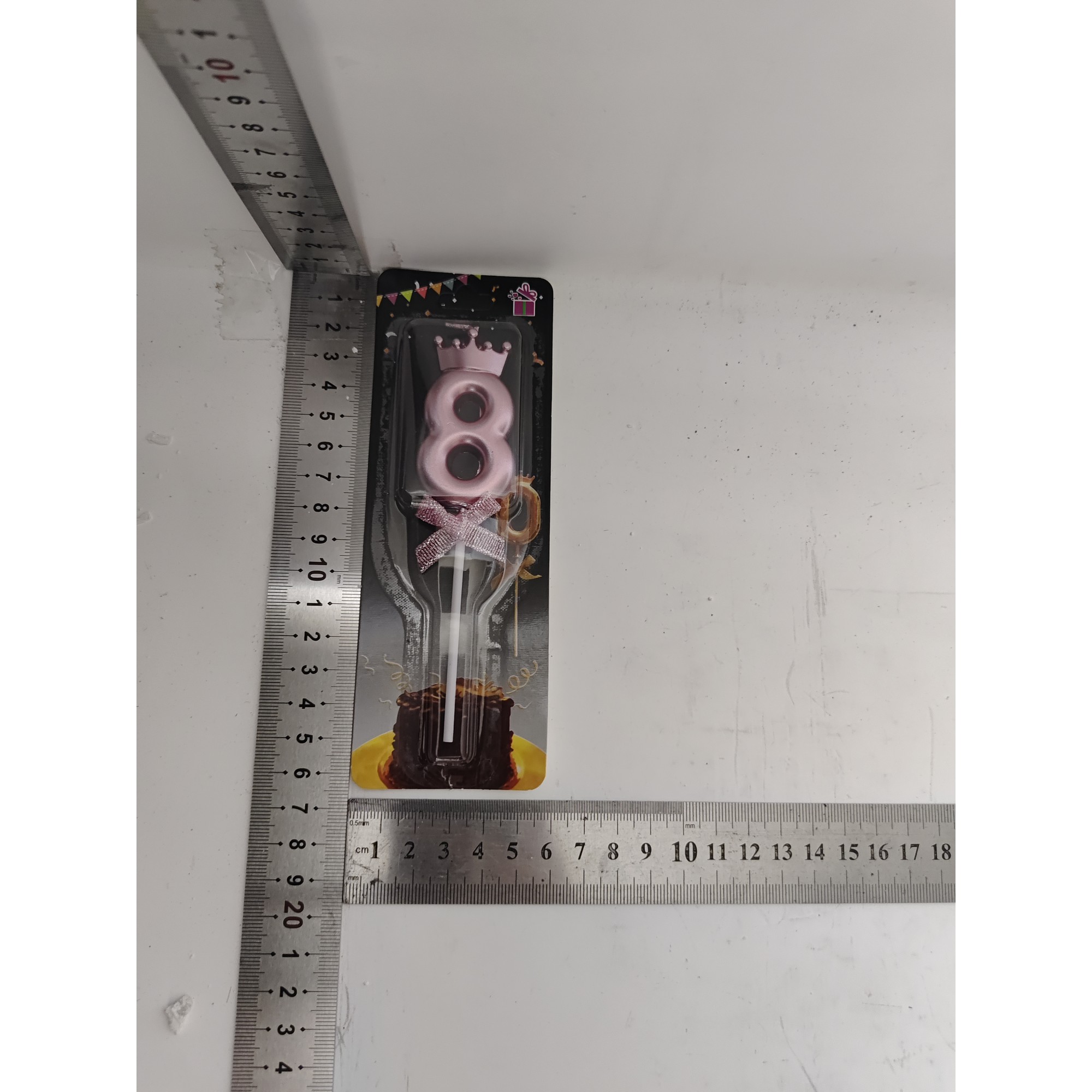 Lumanare Cifra 8, Model Coroana cu Fundita, Pentru Tort, 6 x 2.5 cm Mov [5]