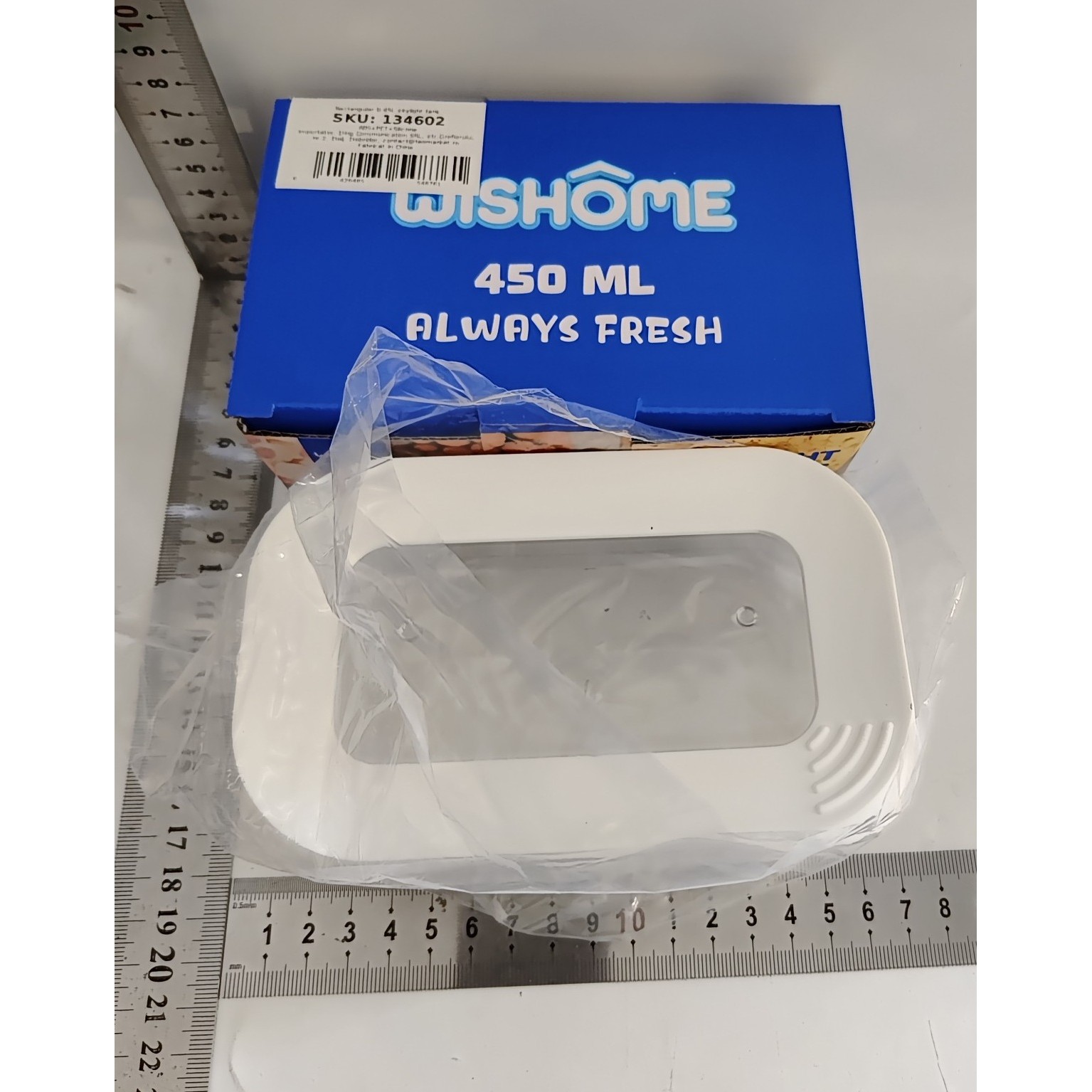 Cutie de Depozitare Alimente, 450 ml, Capac Alb, din ABS+Silicon, 14.5 x 9 x 6 cm, Transparent [6]