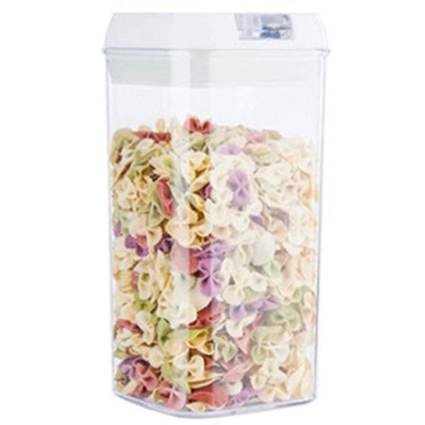 Organizatoare si Depozitare Bucatarie - Cutie de Depozitare Alimente, Cutie de Depozitare tip Container pentru Bucatarie, cu Capac, Inchidere Ermetica, Cutie pentru Cereale, 20.5 x 10 x 10 cm, volum 1.2 L, Alb
