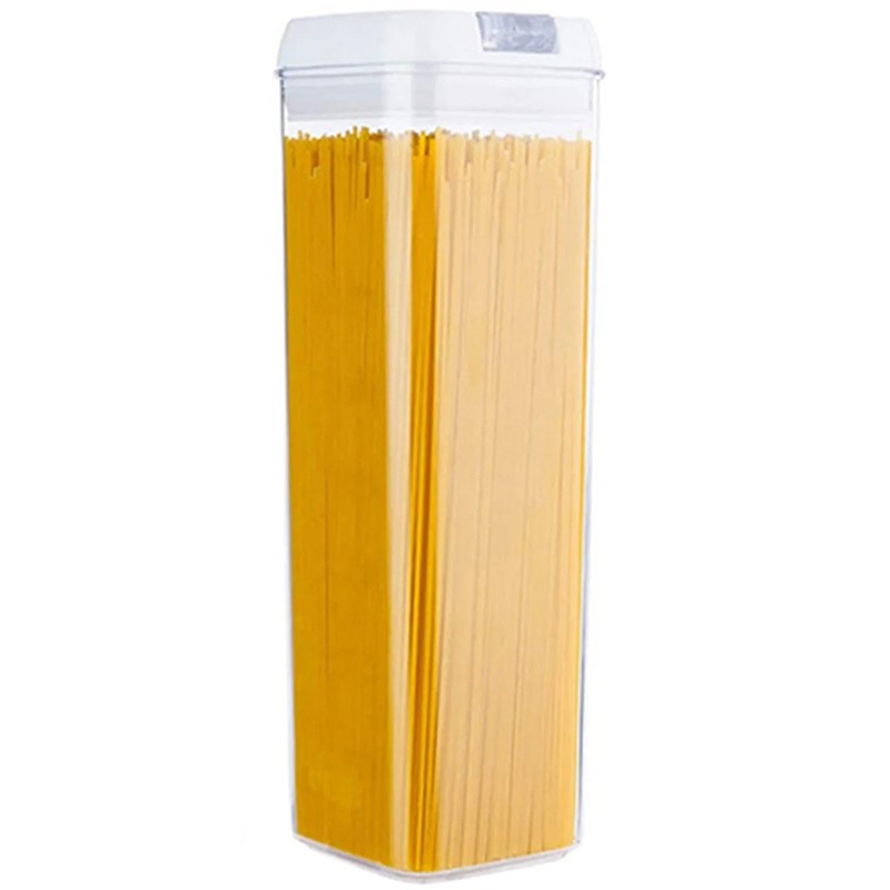 Organizatoare si Depozitare Bucatarie - Cutie de Depozitare Alimente, Cutie de Depozitare tip Container pentru Bucatarie, cu Capac, Inchidere Ermetica, Cutie pentru Cereale, 30.5 x 10 x 10 cm, volum 1.9 L, Alb