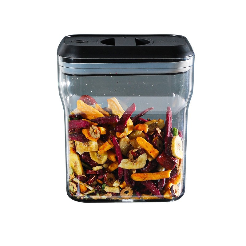 Organizatoare si Depozitare Bucatarie - Recipient din Plastic, pentru Alimente/Obiecte, Inchidere Ermetica Rotire 90 grade, 2l, 20.5 x 10.5 x 27 cm, Transparent