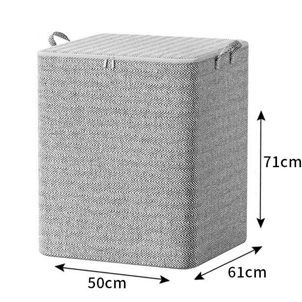 Cutie de Depozitare cu Fermoar, Pliabila, Maner Ranforsat, Fermoar Rezistent, pentru Haine, Paturi, Plapumi, Perne, Lenjerii de Pat, Jucarii, 61x50x71 cm, 210 Litri, Gri [2]