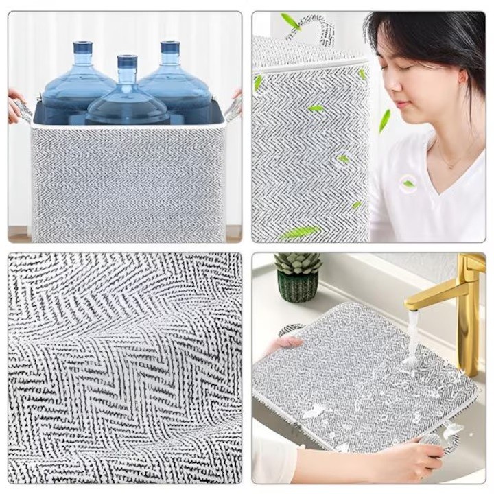 Cutie de Depozitare cu Fermoar, Pliabila, Maner Ranforsat, Fermoar Rezistent, pentru Haine, Paturi, Plapumi, Perne, Lenjerii de Pat, Jucarii, 61x50x71 cm, 210 Litri, Gri [3]