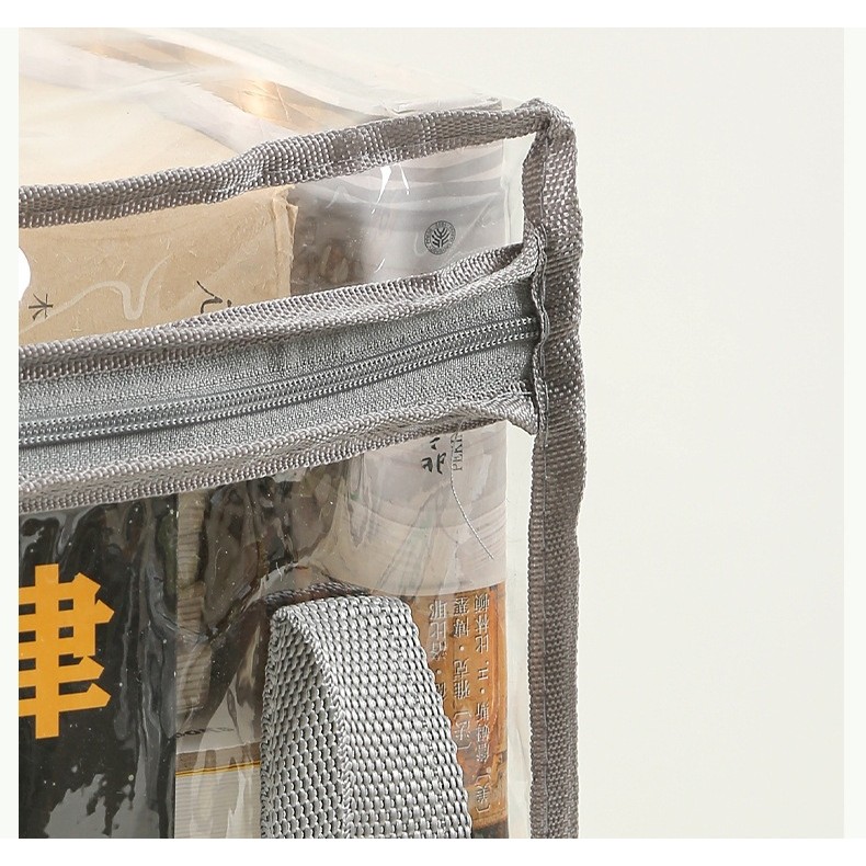 Cutie de Depozitare, din PVC + Textil, Rezistenta la Apa, Geanta pentru Carti, 32x24x25 cm, Transparent-Alb [4]