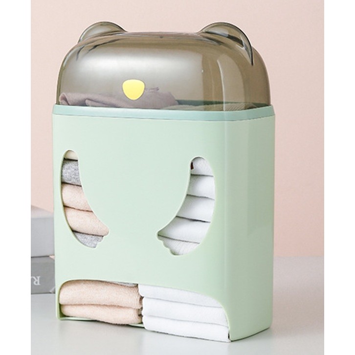 Cutie de Depozitare, Montare Perete, Adeziv, Fara Perfoare, din ABS, Model Urs, 18 x 11 x 25 cm, Verde [4]