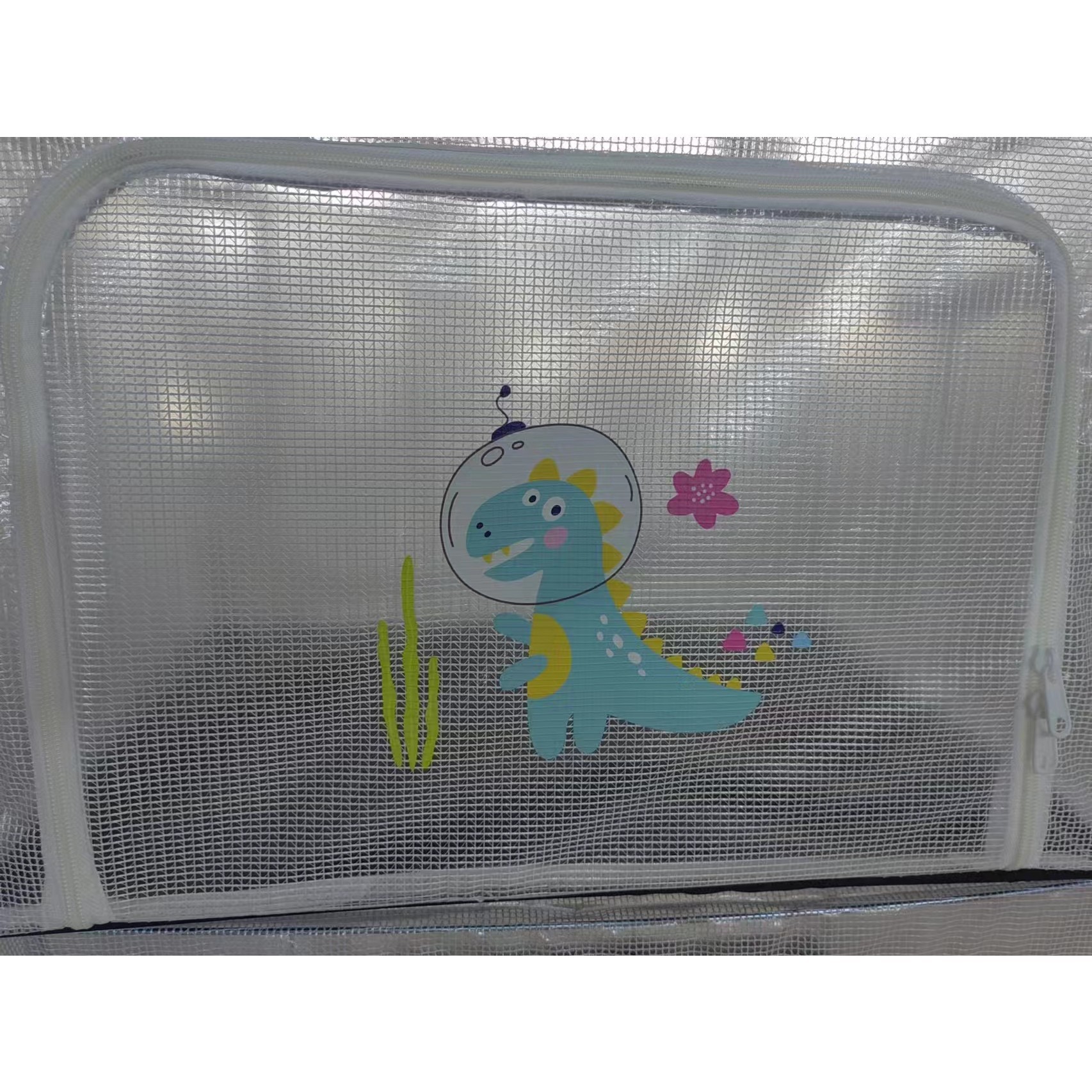 Cutie de Depozitare, pentru Camera Copiilor, 100L, din PVC, Model Dinozaur, 60 x 42 x 40 cm, Transparent [1]
